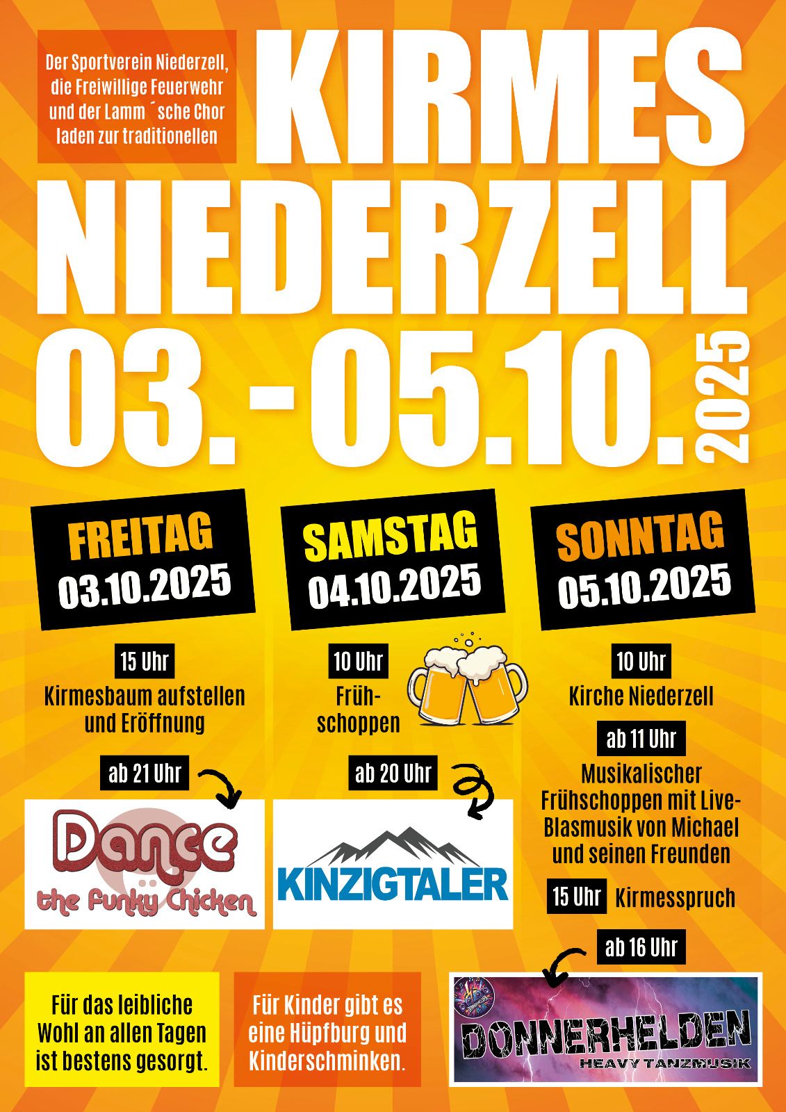 Kirmes in Niederzell – Tradition, Musik und gute Laune vom 03. bis 05. Oktober 2025 🍻🎠🎡